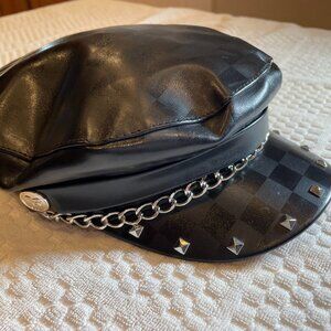 Disney Parks CRUELLA DE VIL Newsboy Faux Leather Black Cap Her Universe S&M